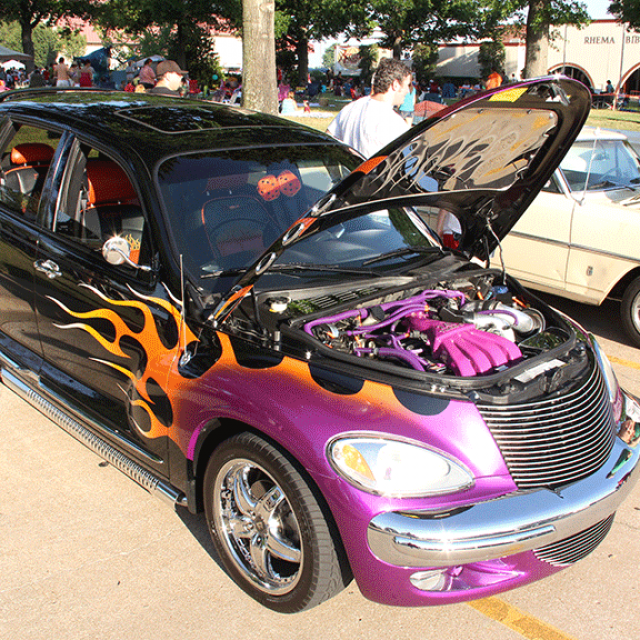 Car show on campus at Rockets Over Rhema